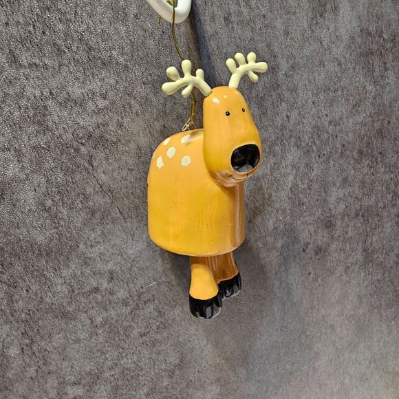 Set Of 4 Ceramic Animal Ornaments  Deer Rooster Cow Sheep Farm Christmas Decor - Picture 5 of 10